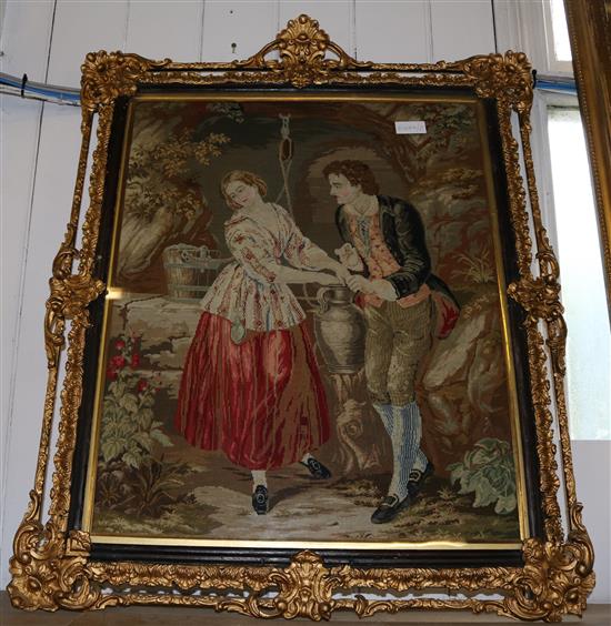 Woolwork panel in gilt frame